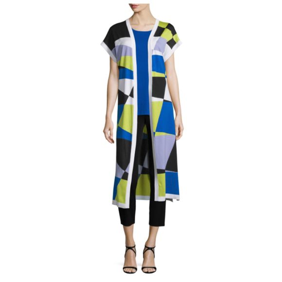 NWT* MISOOK Plus Size Short-Sleeve Graphic Duster Coat, Periwinkle/Blue -Size 2X - Picture 2 of 7